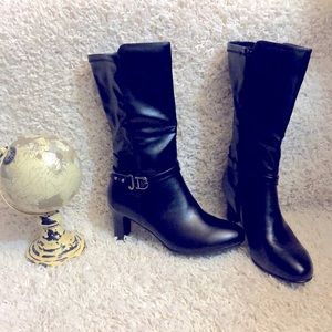Black calf high heeled boots! Size 7 US
